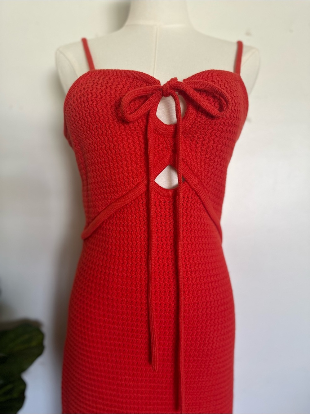 House of Harlow 1960 Red Orange Summer Knit Crochet Resort Vacation Dress Size M